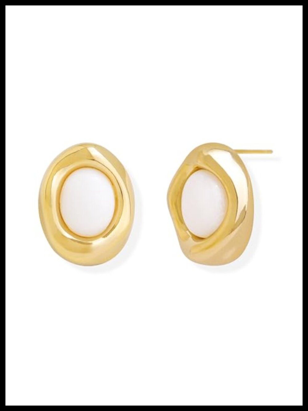 14k Gold Plated Brass Bezel Stud Earrings Hypoallergenic Push Back